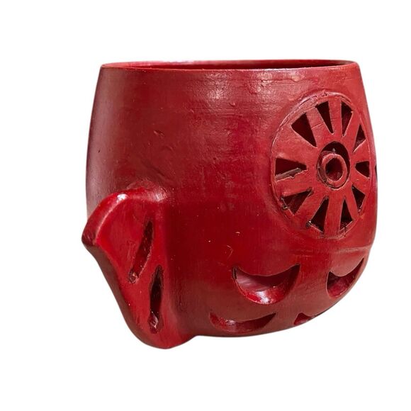 Charming Vtg. Terracotta Red Owl Tea Light Candle Holder – Handcrafted in Nepal - Picture 2 of 10